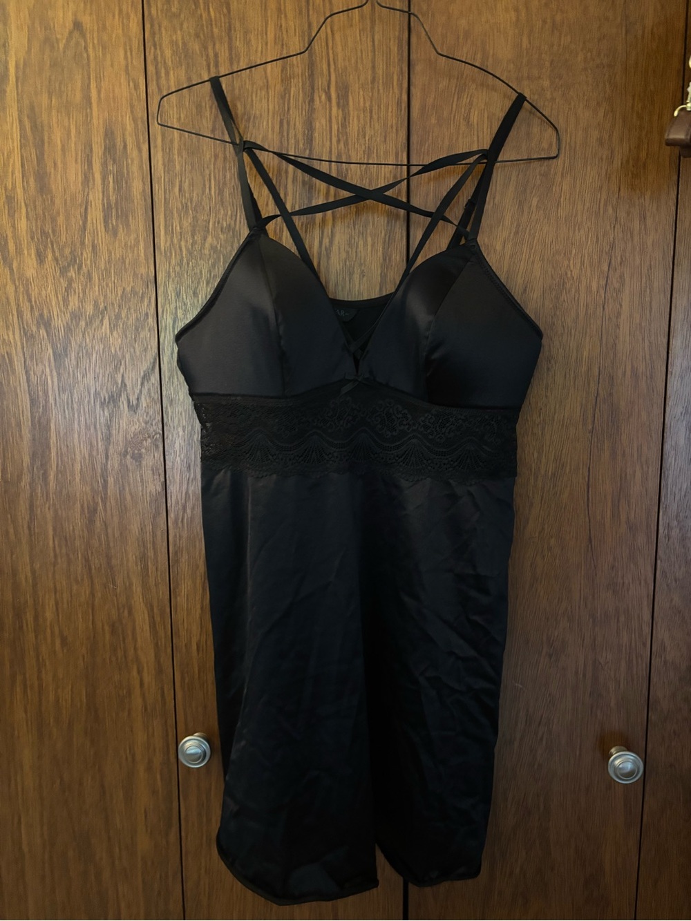 Killstar Black Lace-Detail Slip with Strappy Back